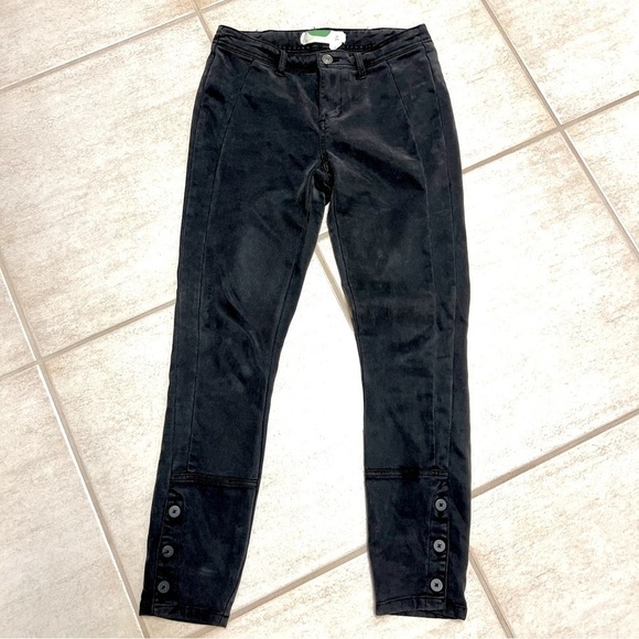 Anthropologie Black Mid Rise Skinny Ankle Pants Button Cuffs Women's 26 black - Picture 2 of 8